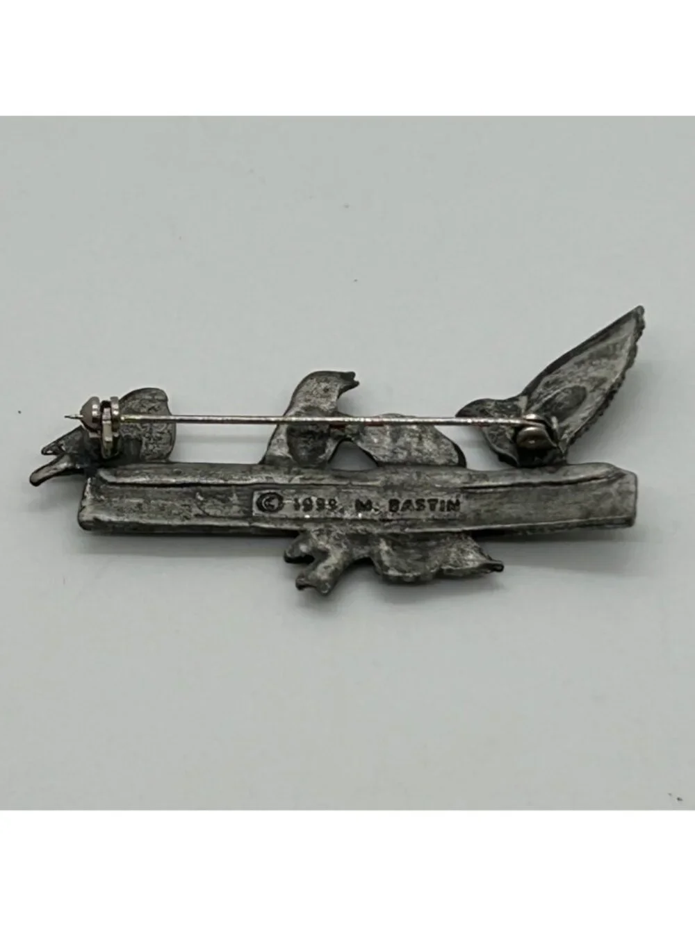 Pewter Bird Brooch M Bastian Vintage Pin 1999 Nature-Inspired Design